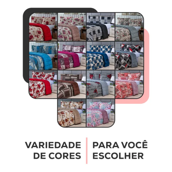 Coberdrom Edredom Casal Queen 400 Fios Dupla Face + 2 Portas Travesseiro Estampado - Image 5
