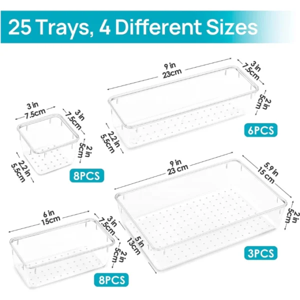Kit 16/25 Organizador Multiuso Modular Gavetas Acrílico Cristal e Fume - Image 3