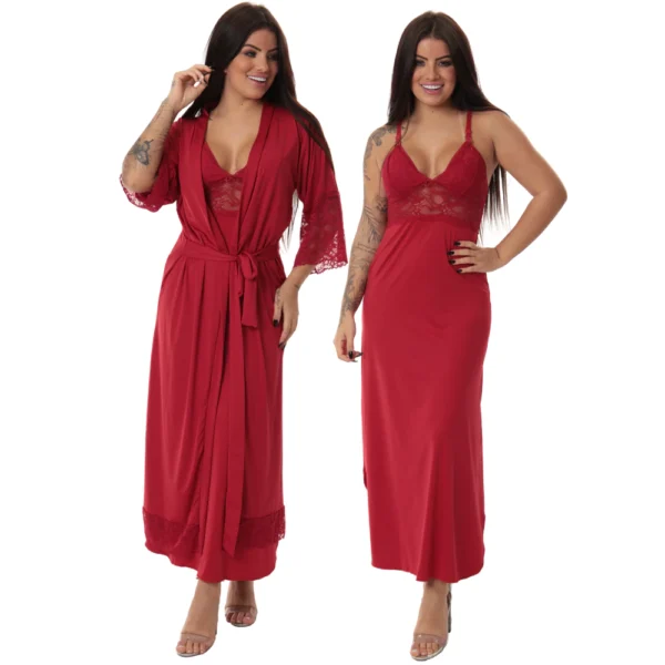 Kit Robe Noiva Roupão Camisola Amamentação Longa Maternidade
