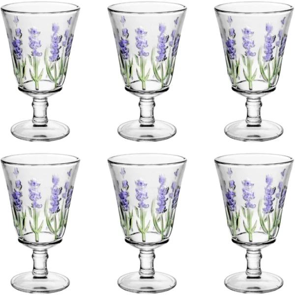 ogo Taças de Vidro Vinho Agua 240ml 6 pçs Lavanda
