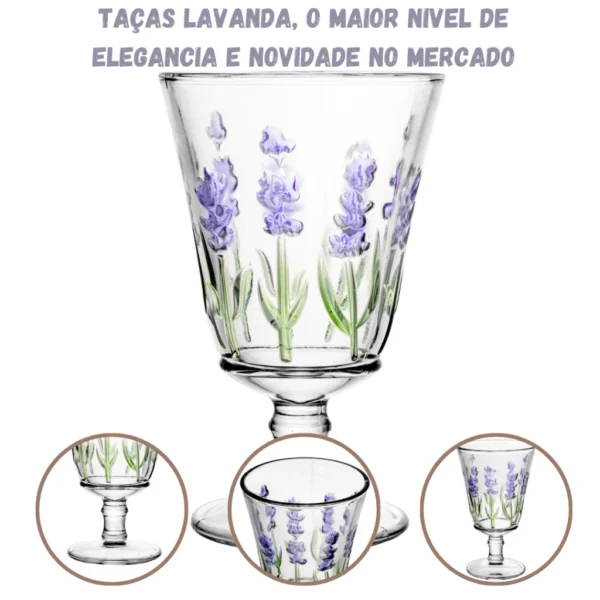 ogo Taças de Vidro Vinho Agua 240ml 6 pçs Lavanda - Image 3