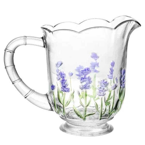 Jogo Jarra com 6 Taças Agua Suco Vidro Cristal Lavanda HandPainting 1,3L / 240ml Lyor - Image 4