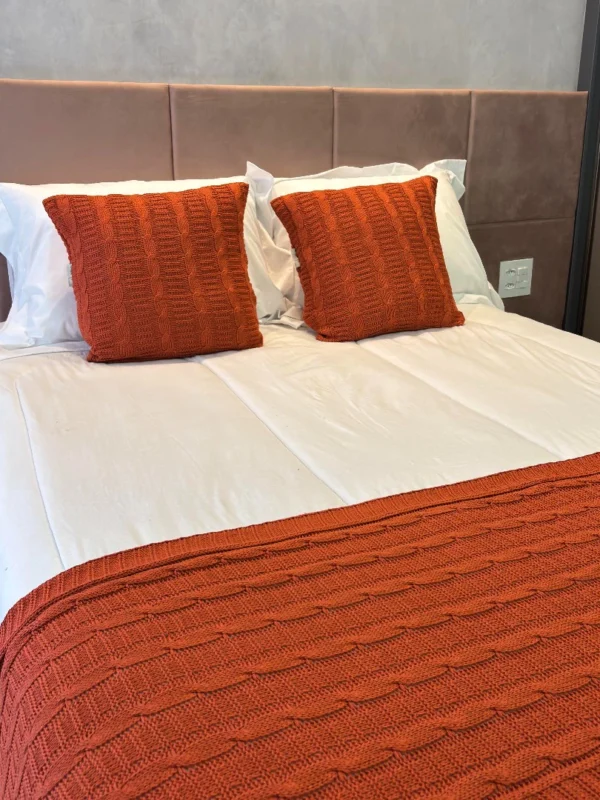Peseira Manta Trança Sala Cama Solteiro Sofá Tricot 160x60cm - Image 2