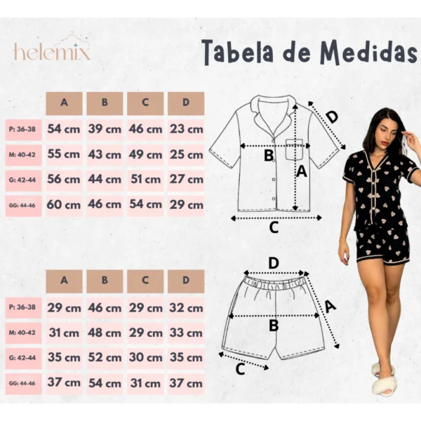 Pijama Americano Adulto Feminino Blogueira Verão Gola V Amamentação abertura de botões Short doll - Image 4