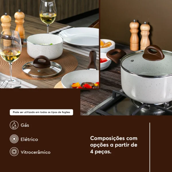 Jogo De Panelas Ceramic Life Brinox Smart Plus 8 Peças Vanilla - Image 5
