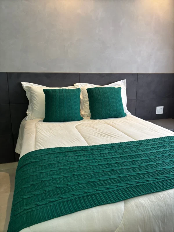 Peseira Manta Trança Sala Cama Solteiro Sofá Tricot 160x60cm - Image 6
