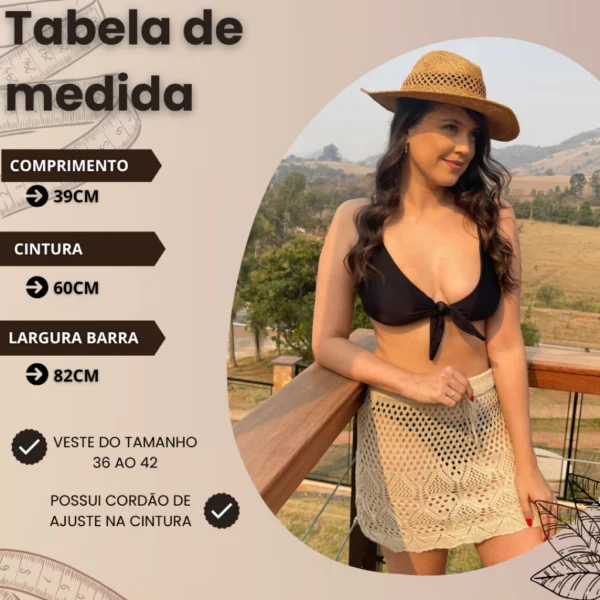 Saia Curta Feminina Saida De Praia Tricot Blogueira Verao