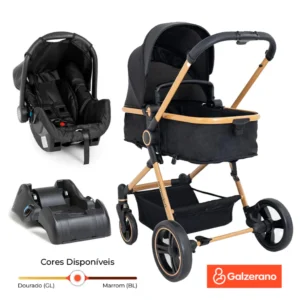 Carrinho de Bebê Berço Moisés Passeio Travel System Ivy Proteção UV50+ Galzerano