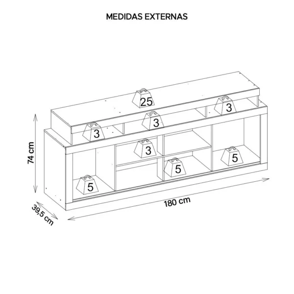 Bancada Rack Para TV até 70 Polegadas Sun Marrom Caemmun - Image 7