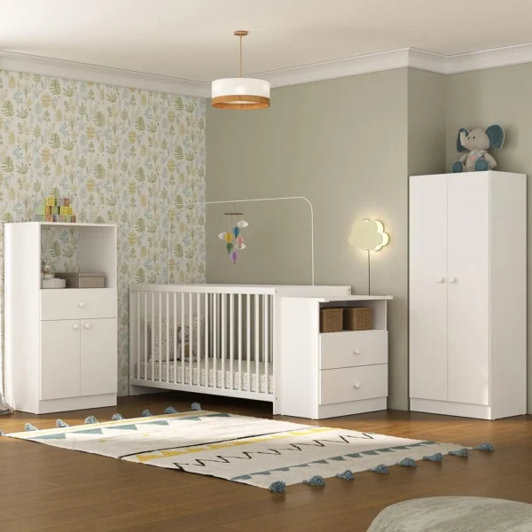 Quarto Completo Pimpolho com berço 3 em 1 com rodízios Multimóveis Branco - Image 6