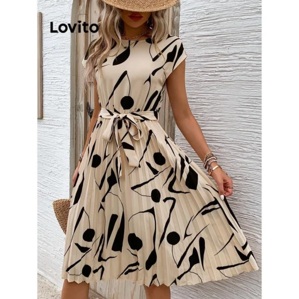 Vestido Boho com estampa geométrica plissada