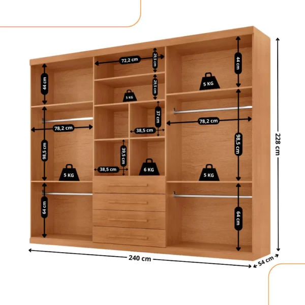 Guarda Roupa Casal Matteo 100% MDF 6 Portas e 4 Gavetas - Image 3