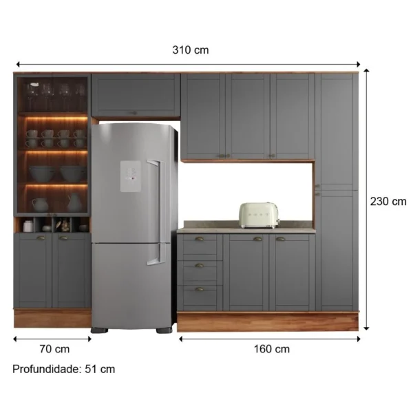 Cozinha Completa Milla Ultra Armário e Balcão Nog/Cinza Carraro - Image 3