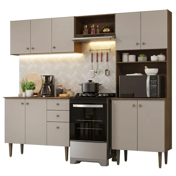Armário de Cozinha Compacta 235cm Rustic/Crema Gourmet Madesa - Image 3