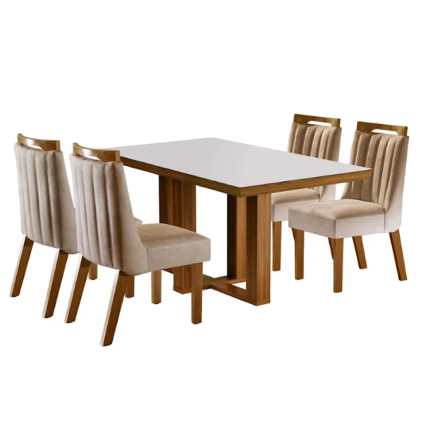 Conjunto Sala de Jantar Lottus Mesa Tampo em MDF e Vidro com 4 Cadeiras - Image 3