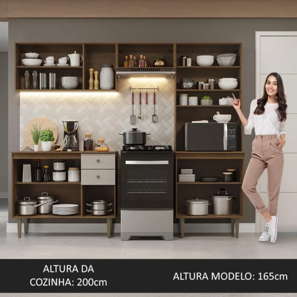 Armário de Cozinha Compacta 235cm Rustic/Crema Gourmet Madesa - Image 5