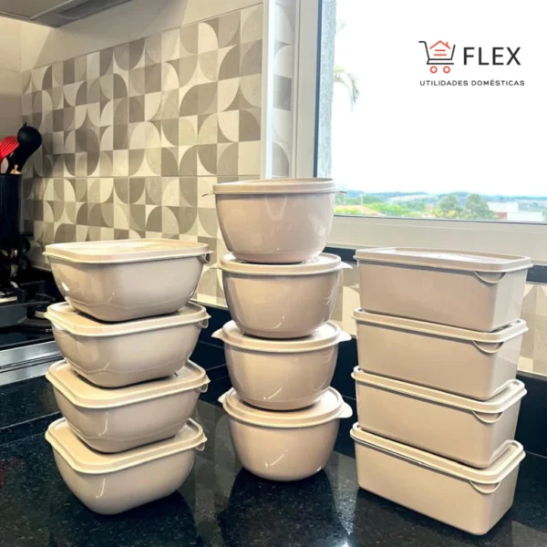 Potes Plásticos, Vasilha, Marmita - formatos variados - 1 litro - Kit com 12 unidades