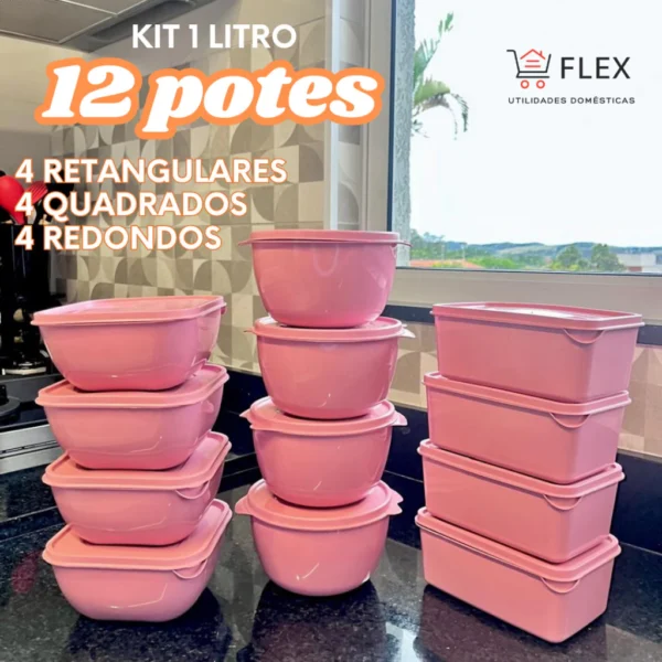Potes Plásticos, Vasilha, Marmita - formatos variados - 1 litro - Kit com 12 unidades - Image 2