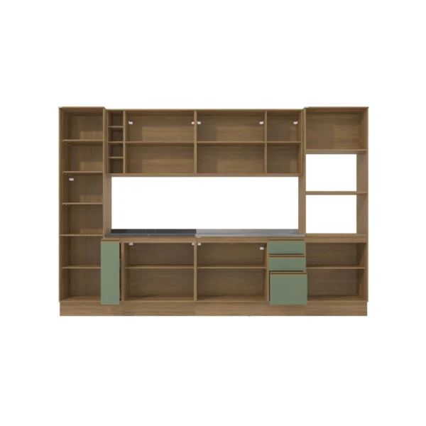 Cozinha Modulada Celeste Kappesberg 100% MDF Nogueira/Verde 9 Peças - Image 3